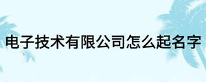 電子技術有限公司怎么起名字