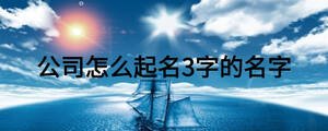 公司怎么起名3字的名字