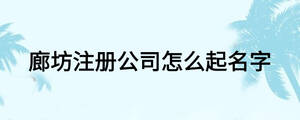 廊坊注冊(cè)公司怎么起名字