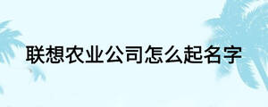 聯想農業公司怎么起名字