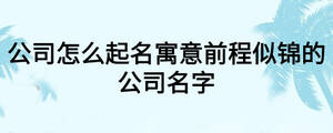 公司怎么起名寓意前程似錦的公司名字