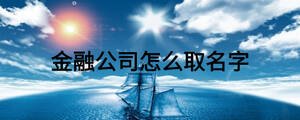 金融公司怎么取名字